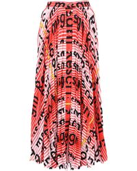 MSGM - Logo-All Over Print Midi Skirt - Lyst