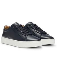 BOSS - Gary Leather Low-Top Trainers With Branded Lace Loop - Lyst