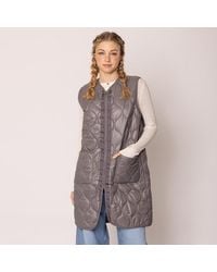 TRUEDAMES - Solid Quilted Long Vest - Lyst