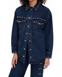 Moon River - Button Up Stud Detail Denim Jacket - Lyst
