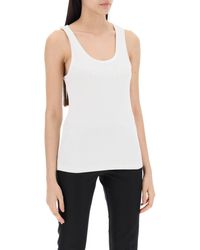 Moncler - Sleeveless Ribbed Jersey Top - Lyst