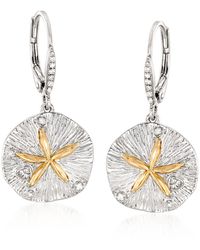 Ross-Simons - Sterling Silver And 14kt Gold Sand Dollar Drop Earrings - Lyst