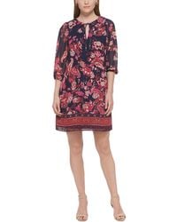 Vince Camuto - Plus Floral Tie-neck Shift Dress - Lyst