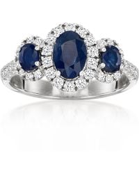 Ross-Simons - Sapphire 3-Stone Ring With Lab-Grown Diamonds - Lyst