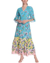 London Times - 3/4 Sleeve Floral Print Maxi Dress - Lyst