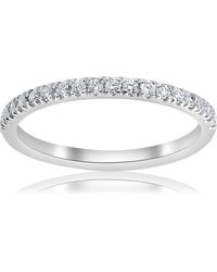 Pompeii3 - 1/5ct Pave Diamond Wedding Ring Stackable Anniversary Band - Lyst