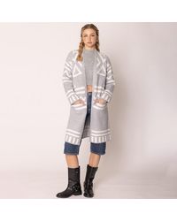 TRUEDAMES - Open Front Geometric Aztec Pattern Long Cardigan - Lyst