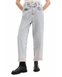 AllSaints - Hailey Frayed Hem Denim Straight Jean - Lyst