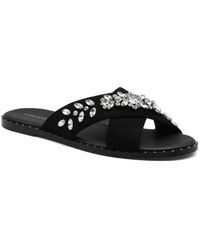 Adrienne Vittadini - Faken Embellished Slip On Flat Sandals - Lyst