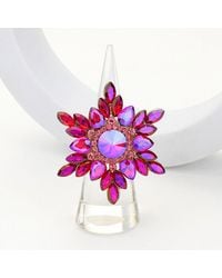 Fashnzfab - Round Marquise Stone Embellished Snowflake Stretch Ring - Lyst