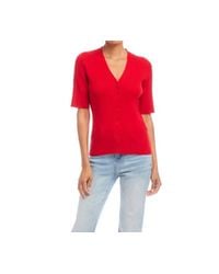 Karen Kane - Short Sleeve Ribbed Cardigan Sweater - Lyst