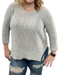 She + Sky - 3/4 Sleeve Yarn Pullover Sweater - Lyst