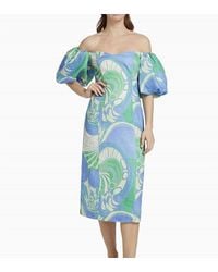 RHODE - Karima Short Puff Sleeves Midi Dress - Lyst