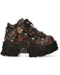 New Rock - M-106-C194 Flame Leather Gothic Ankle Platform Boots - Lyst