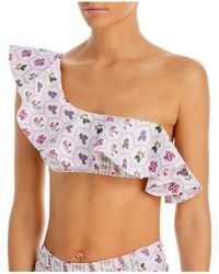 CAPITTANA - Peruvian Flower Ruffled Polyester Bikini Swim Top - Lyst