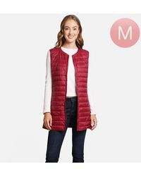 TRUEDAMES - Solid Front Pockets Light Long Puffer Button Vest - Lyst
