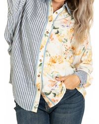 Sew In Love - About Ya Cotton Blend Long Sleeve Button Up Top - Lyst