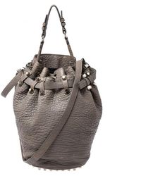 Alexander Wang - Taupe Textured Leather Diego Bucket Bag - Lyst