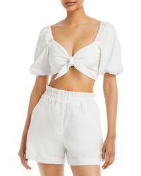 Wayf - Smocked Bow-front Cropped - Lyst
