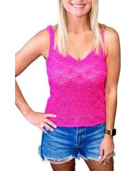 Blu Pepper - Melody Eyelet Knit Tank Top - Lyst