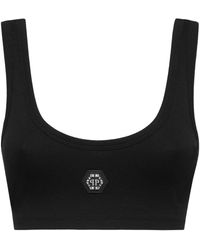 Philipp Plein - Jersey Rib Cropped Tank Top - Lyst