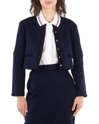 Thom Browne - Gingham Jacquard Cotton Cardigan - Lyst