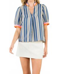 Thml - Short Sleeve Striped V-Neck Top - Lyst