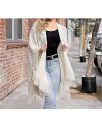 Leto - Diagonal Knit Tassel Ruana Wrap Shawl - Lyst