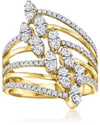 Ross-Simons - Diamond Multi-Row Navette Ring - Lyst