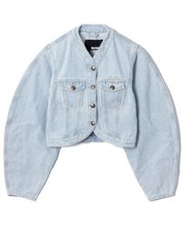 ROTATE BIRGER CHRISTENSEN - Cropped Round Sleeve Denim Jacket - Lyst