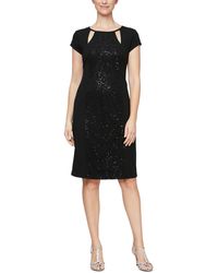 SLNY - Sequined Lace Inset Cocktail And Party Dress - Lyst