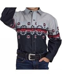 Roper - Boy's Long Sleeve Ombre Aztec Snap Shirt - Lyst