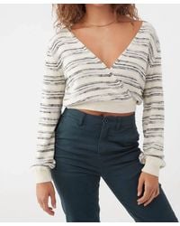 O'neill Sportswear - Seaside Striped Cropped Wrap Sweater - Lyst
