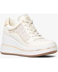 MICHAEL Michael Kors - Mk Emmy Signature Logo And Leather Wedge Trainer - Lyst