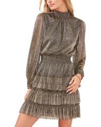 1.STATE - Metallic Smocked Fit & Flare Dress - Lyst
