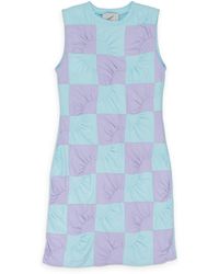 Coperni - Aquamarine/Lilac Aqulil Patchwork Embroidered Jersey Day Dress - Lyst