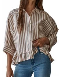 Easel - Stripe Linen Top - Lyst