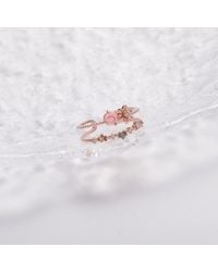 Fashnzfab - Rose Quartz Flower Ring (Adjustable) - Lyst