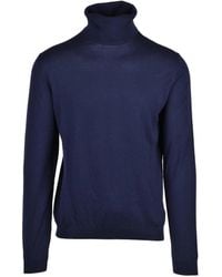 Alpha Studio - Cotton Silk Sweater With High Turtleneck And Ribbed Details - Lyst