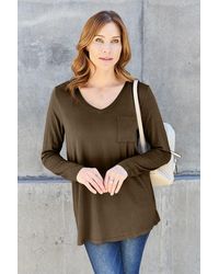 TRUEDAMES - Basic Bae Full Size V-Neck Long Sleeve Top - Lyst
