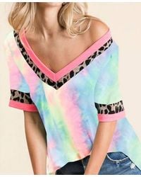 Bibi - Chloe Tie Dye & Leopard Top - Lyst