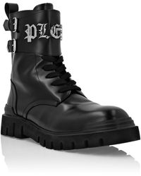 Philipp Plein - Buckled Leather Combat Boots - Lyst