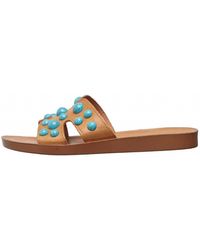 Antelope - Leather H-Strap Slide Sandals With Studs - Lyst