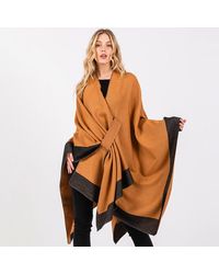 TRUEDAMES - Two Tone Pull Through Shawl Ruana Poncho - Lyst