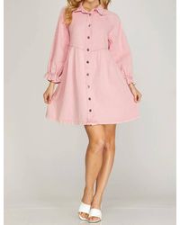 She + Sky - Button Down Shirt Dress - Lyst