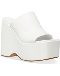 Madden Girl - Shout Faux Leather Square Toe Wedge Sandals - Lyst