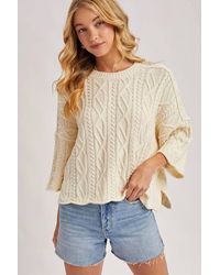 Bluivy - Oversized Bell Sleeve Cable Knit Sweater - Lyst