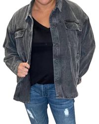 Easel - Corduroy Button Down Shirt Shacket - Lyst