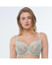 TRUEDAMES - Sheer Mesh Embroidered Full Coverage Bra - Lyst