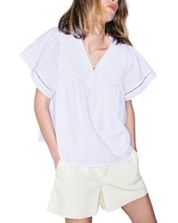 Melissa Nepton - Emily Stitched Flutter Sleeve Blouse - Lyst